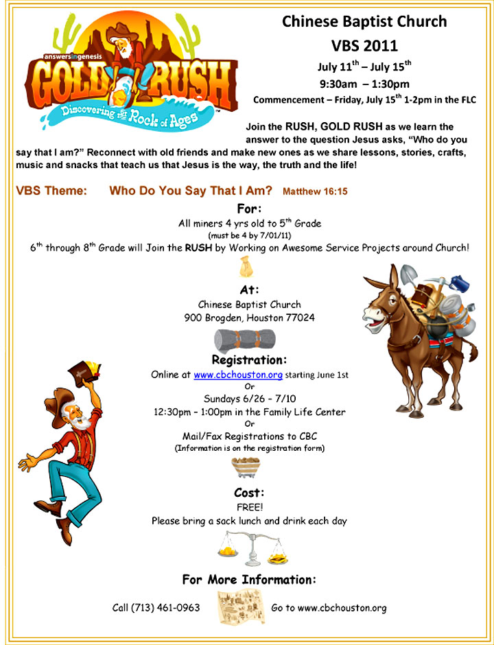 gold rush vbs 2011. Gold Rush: Discovering the
